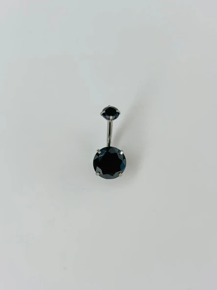 Siyah Taşlı Göbek Piercing - Pg0021 ürün görseli 1