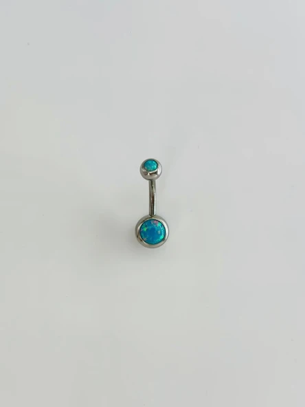 Mavi Opal Taş Detaylı Göbek Piercing - Pg0108 ürün görseli 1