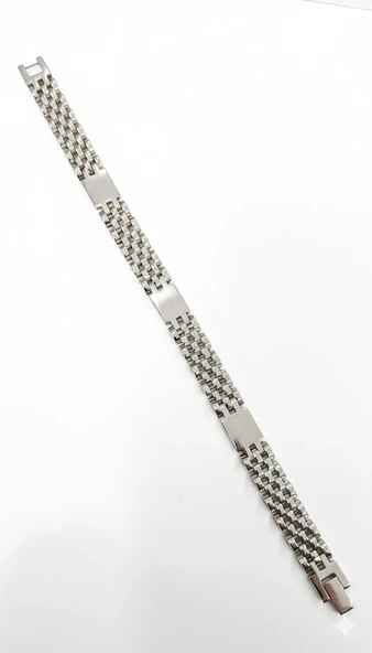 Rodyum Çelik  Erkek Çelik Bileklik Boy 21.5 Cm / En 1 Cm  - Ebl0054 ürün görseli 1