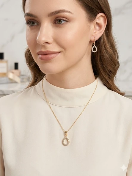 Rose Zirkon Taşlı Zincir : Çelik Ürünler 40+5 Cm - Set0044 ürün görseli 1