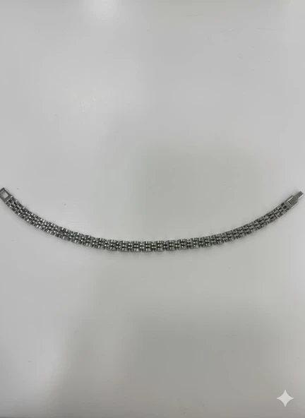 Rodyum Çelik  Erkek Çelik Bileklik Boy 21.5 Cm / En 0.6 Mm  - Ebl0043 ürün görseli 1