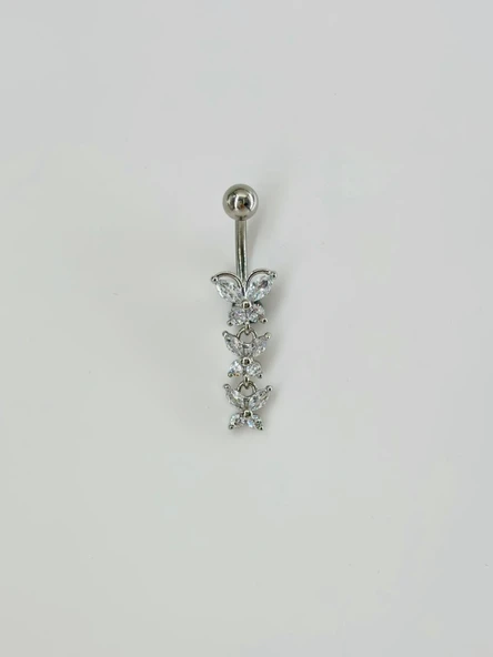 Kelebek Detaylı Sallantılı Göbek Piercing - Pg0076 ürün görseli 1