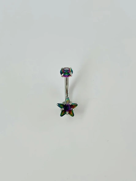 Mistik Topaz Taşlı Yıldız Detaylı Göbek Piercing - Pg0038 ürün görseli 1