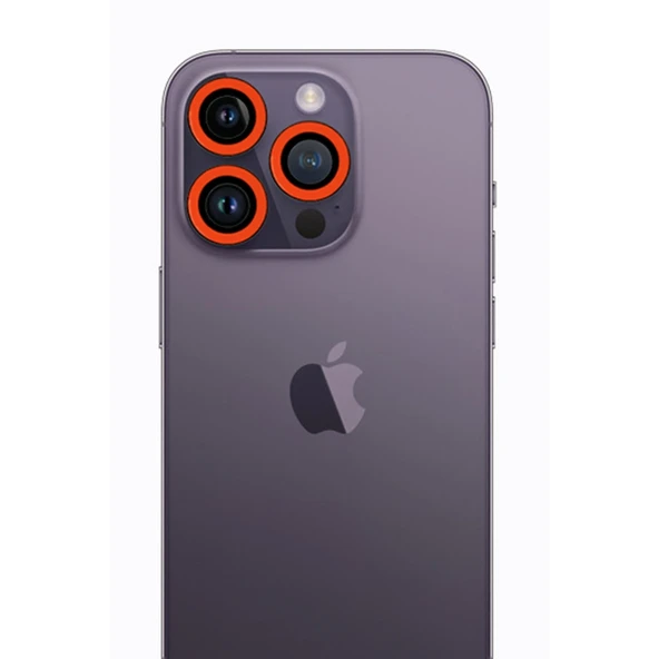 Apple İphone 12 Pro Max Neon Fosforlu Kamera Lens - Turuncu ürün görseli 1