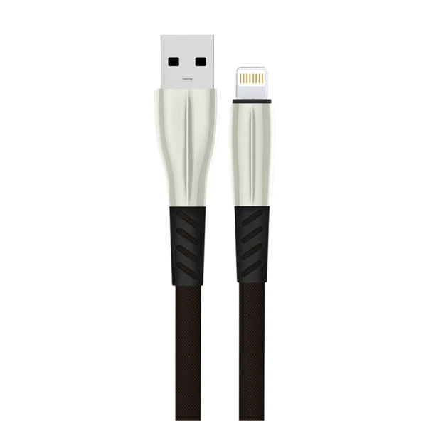 S89 Metal Uçlu Lightning Kablo İphone Uyumlu 1m 2.4a - Siyah ürün görseli 1