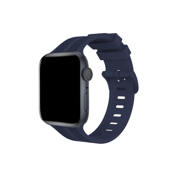 Apple Watch 38mm Kr408 Çizgili Silikon Kordon (SAAT DEĞİLDİR) - Lacivert ürün görseli 1