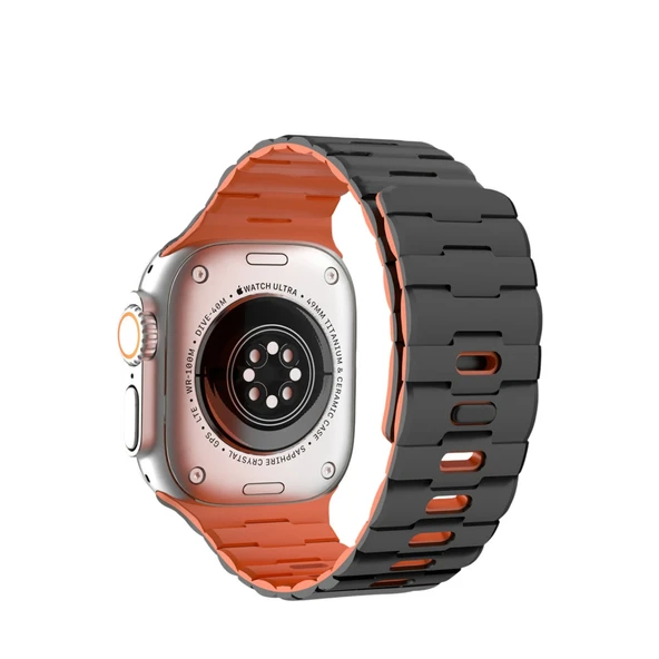 Apple Watch Ultra 49mm Wowen Kordon (SAAT DEĞİLDİR) - Siyah-turuncu ürün görseli 1