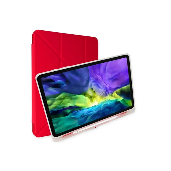 Apple İpad Pro 12.9 (2021) Kılıf Kalemlikli Mars Tablet Kılıfı - Kırmızı ürün görseli 1