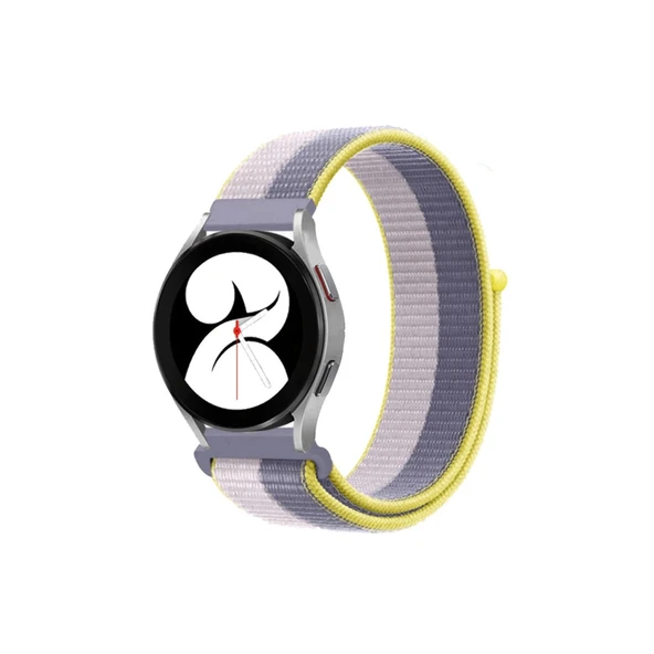 Samsung Galaxy Watch 4 Hasırlı Cırtcırtlı Kordon - Gri-beyaz ürün görseli 1