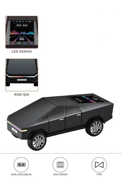 D68 Cyber Model Araba Tasarımlı Bluetooth Hoparlör 15w Güçlü Ses Rgb Led /tws/usb Siyah ürün görseli 1