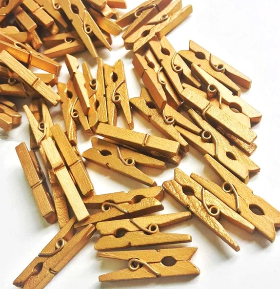 100'lü Gold Ahşap Mandal 2.5cm (10'lu Paket-1000 Adet) ürün görseli 1