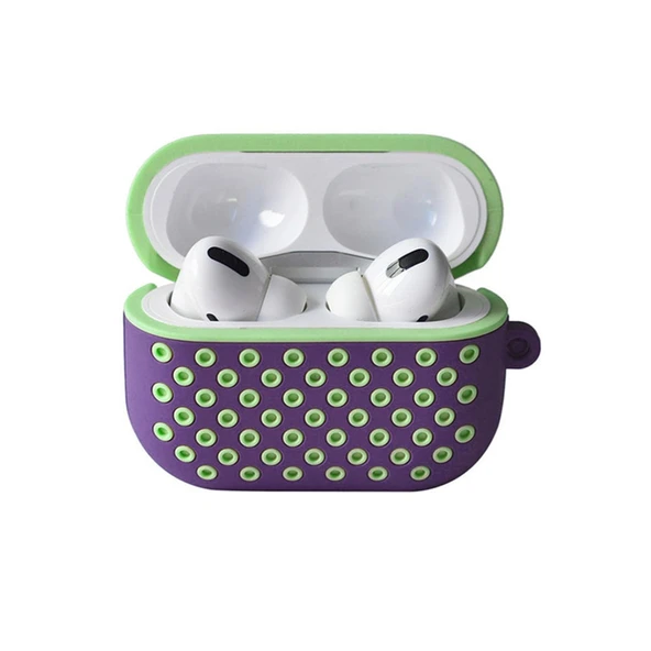Apple Airpods Pro 2 (2.nesil) Spor Delikli Kılıf - Lila-yeşil ürün görseli 1