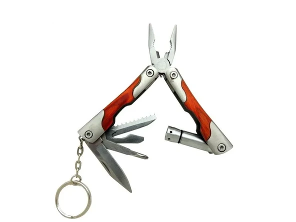 P 1172 Ahşap Mini Çok Amaçlı Pense / Çakı 7cm - Ahşap Metal Sap (multitool) ürün görseli 1