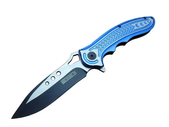 T60b Kamp Çakı 20 Cm - Mavi Sap, Otomatik, Kemerlikli ürün görseli 1