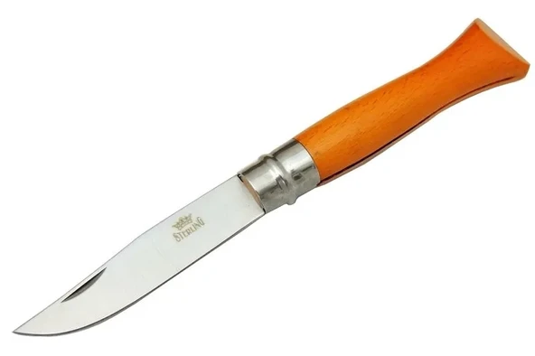 T0196 Bahçe Çakı 16 Cm - Ahşap Turuncu Sap, Bilezikli, Kılıflı ürün görseli 1