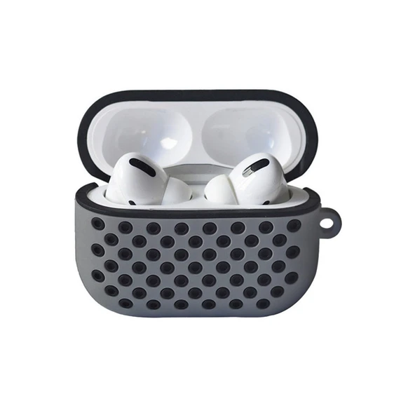 Apple Airpods Pro 2 (2.nesil) Spor Delikli Kılıf - Gri-siyah ürün görseli 1
