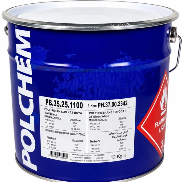 Polchem Pb-35.25 Mat Poliüretan Boya 12+6 Kg Beyaz ürün görseli 1