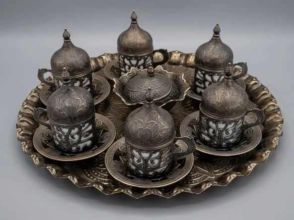 Elmas Sultan Bakır Kahve Fincan Takımı ürün görseli 1
