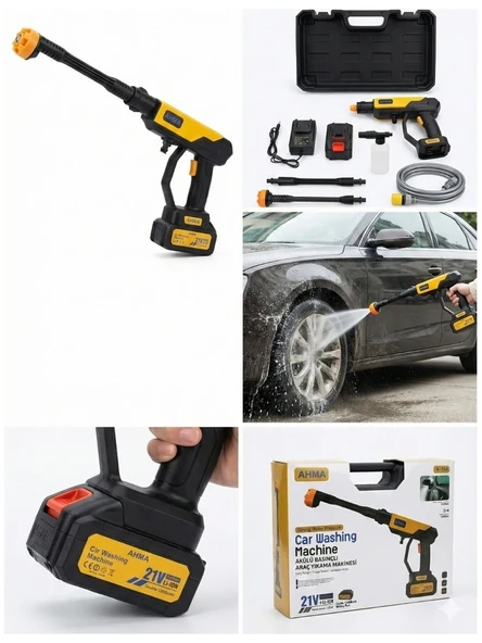 Akülü Basınçlı Araç Yıkama Makinesi | 21v Çift Batarya | 175 Psı Güç | 3.6l/dk Su Akışı A-130 (5224) ürün görseli 1