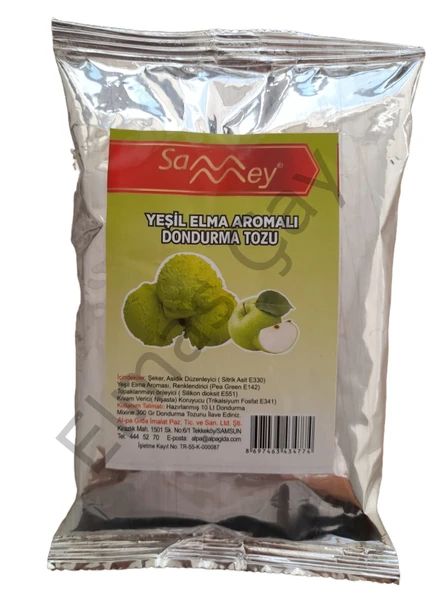 Elmas Sammey Yeşil Elma Aromalı Dondurma Tozu 300 Gr. ürün görseli 1