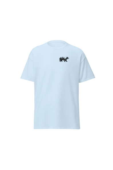 Ayı Silüet Doğa Yaban Hayat Orman Kamp Baskılı Unisex Pamuklu Tişört ürün görseli 1