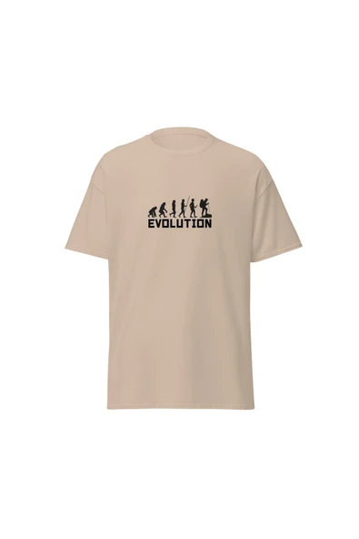 Evolution İnsan Evrimi Dağcı Doğa Yürüyüşü Kamp Baskılı Unisex Pamuklu Tişört ürün görseli 1