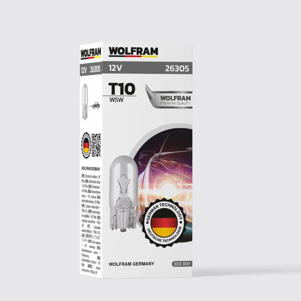 T10 Ampul T10 Orta Dipsiz Ampul 12V 5W (10 Adet) - WOLFRAM 26305 ürün görseli 1