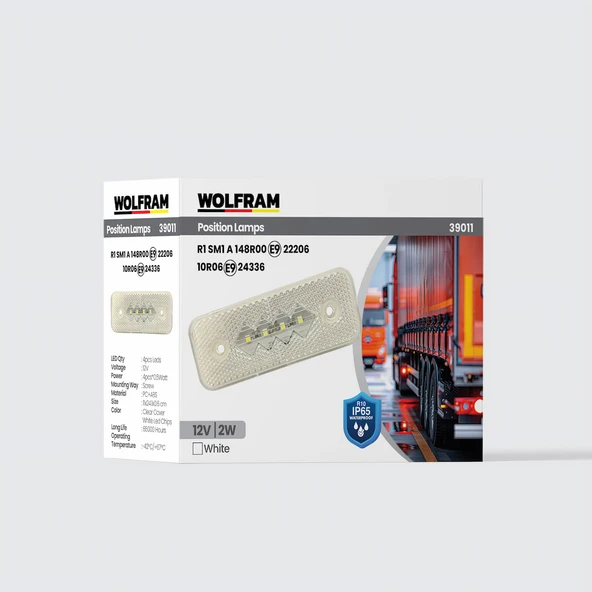 Side Marker Yan Pozisyon Lambası Beyaz Renk Led 12V 2W E9-R10 Belgeli (10 Adet) - WOLFRAM 39011 ürün görseli 1