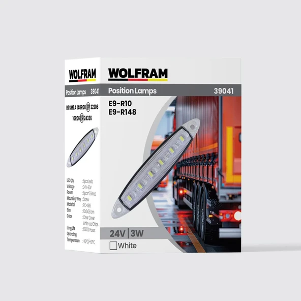 Led Yan Pozisyon Lambası Beyaz Renk Parmak Led 24V 3W E9-R10 Belgeli (10 Adet) - WOLFRAM 39041 ürün görseli 1