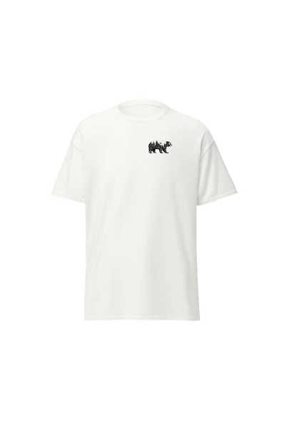 Ayı Silüet Doğa Yaban Hayat Orman Kamp Baskılı Unisex Pamuklu Tişört ürün görseli 1