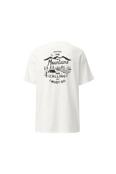 The Mountains Are Calling I Must Go Dağcı Baskılı Unisex Pamuklu Tişört ürün görseli 1