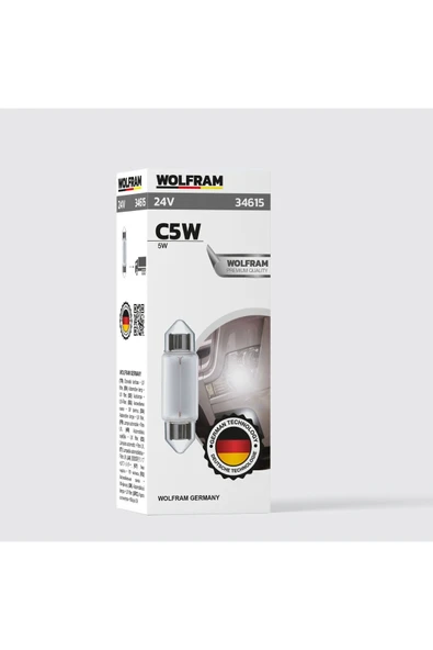 C5W Ampul Sofit Orta Boy 36 mm 24V 5W (1 Paket 10 Adet) - 34615 ürün görseli 1