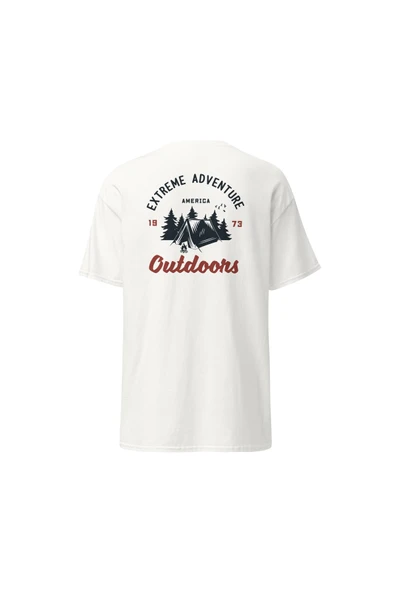 Extreme Adventure Outdoors Vintage Kamp Çadır Doğa Baskılı Unisex Pamuklu Tişört ürün görseli 1