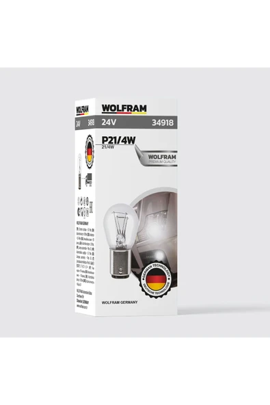 P21/4W Ampul 24V 21/4W (1 Paket 10 Adet) - WOLFRAM 34918 ürün görseli 1