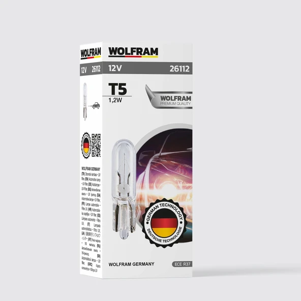 T5 Ampul T5 Küçük Dipsiz Ampul 12V 1,2W (10 Adet) - WOLFRAM 26112 ürün görseli 1
