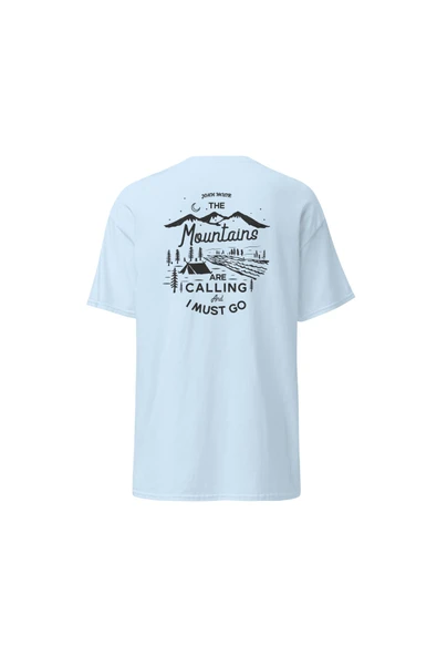 The Mountains Are Calling I Must Go Dağcı Baskılı Unisex Pamuklu Tişört ürün görseli 1