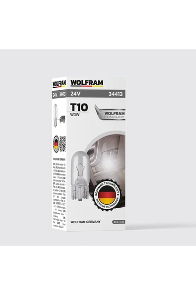 T10 Ampul T10 Orta Dipsiz 24V 3W (1 Paket 10 Adet) - WOLFRAM 34413 ürün görseli 1