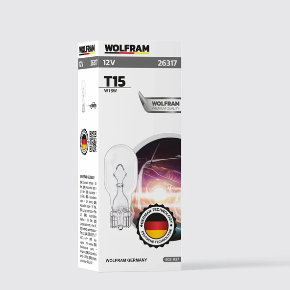T15 Ampül T15 Büyük Dipsiz Ampül 12V 16W (10 Adet) - WOLFRAM 26317 ürün görseli 1