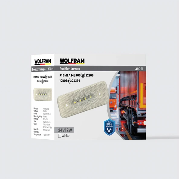 Side Marker Yan Pozisyon Lambası Beyaz Renk Led 24V 2W E9-R10 Belgeli (10 Adet) - WOLFRAM 39021 ürün görseli 1