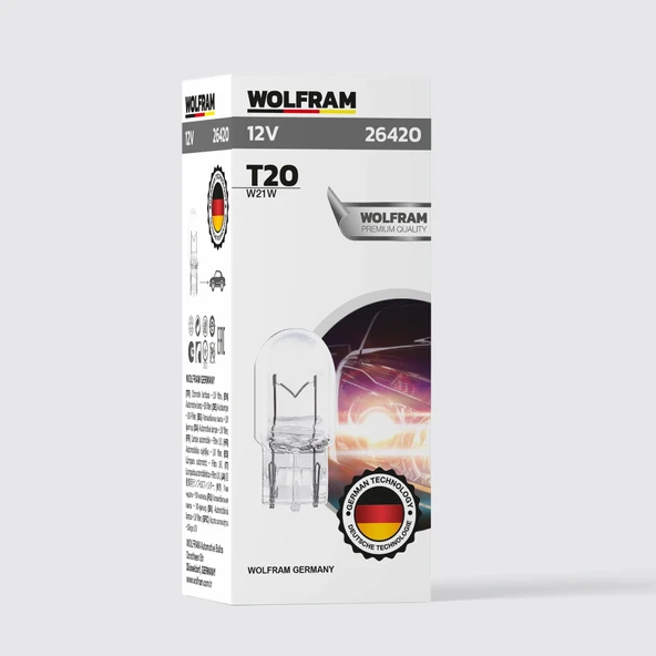T20 Ampül T20 Jumbo Dipsiz Ampül 12V 21W (10 Adet) - WOLFRAM 26420 ürün görseli 1