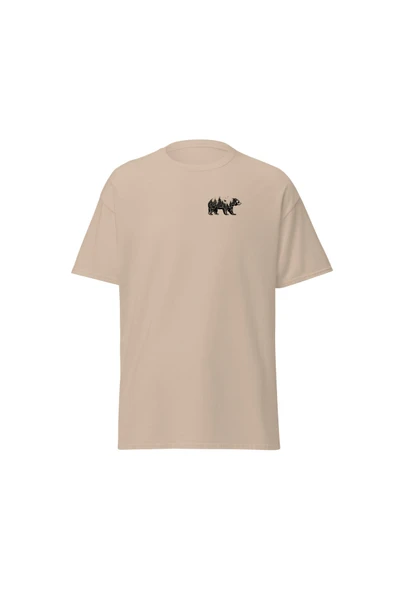 Ayı Silüet Doğa Yaban Hayat Orman Kamp Baskılı Unisex Pamuklu Tişört ürün görseli 1