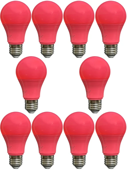 (10 Adet) Osaka 10W Pembe Işık E27 Duylu (Kalın Duy) Led Ampul ürün görseli 1