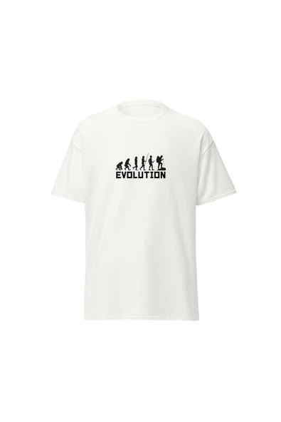 Evolution İnsan Evrimi Dağcı Doğa Yürüyüşü Kamp Baskılı Unisex Pamuklu Tişört ürün görseli 1