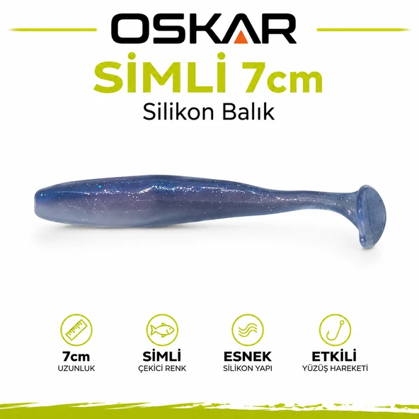 Oskar Simli Silikon Balık 7cm Kokulu Mavi ürün görseli 1