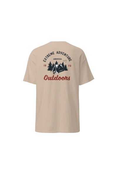 Extreme Adventure Outdoors Vintage Kamp Çadır Doğa Baskılı Unisex Pamuklu Tişört ürün görseli 1
