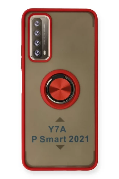 Newface Huawei P Smart 2021 Kılıf Montreal Yüzüklü Silikon Kapak - Kırmızı ürün görseli 1