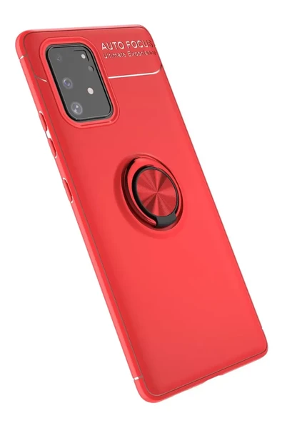 Newface Samsung Galaxy A91 / S10 Lite Kılıf Range Yüzüklü Silikon - Kırmızı ürün görseli 1