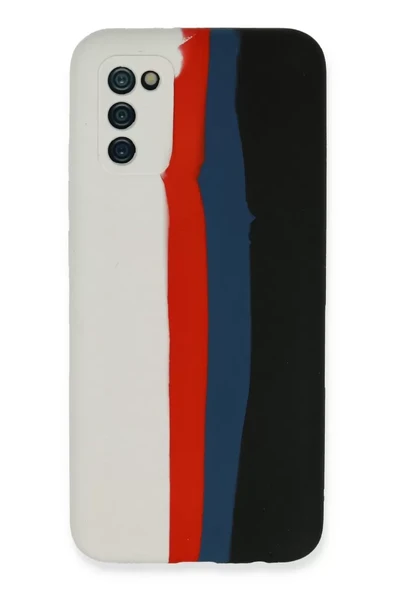Newface Samsung Galaxy A03S Kılıf Ebruli Lansman Silikon - Beyaz-Siyah ürün görseli 1