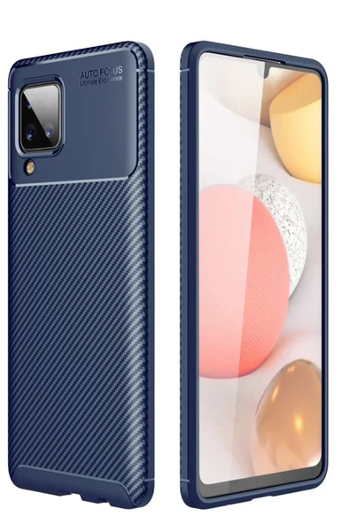 Newface Samsung Galaxy A22 Kılıf Auto Focus Karbon Kapak - Lacivert ürün görseli 1