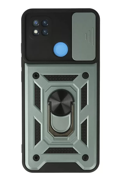 Newface Xiaomi Redmi 9C Kılıf Pars Lens Yüzüklü Silikon - Yeşil ürün görseli 1